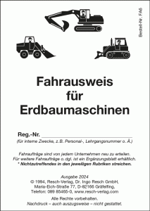 Fahrausweis Erdbaumaschinen
